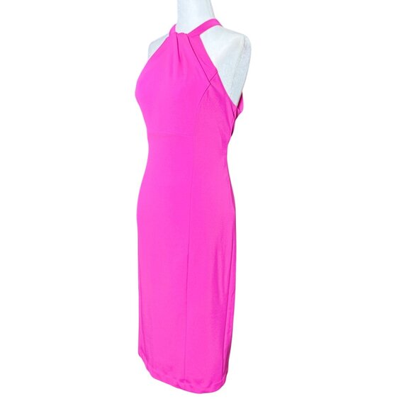 Julia Jordan Womens Midi Dress Size 6 Pink Twist Neck Halter Tulip Hem Summer - Picture 5 of 10